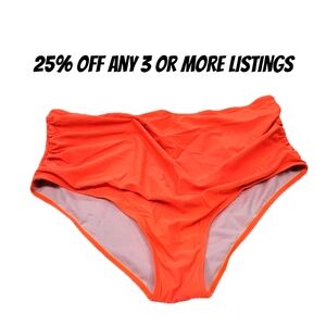 Bright Orange High-Waisted Bikini Bottoms Plus Size 20W Swimsuit Swimwear Swim